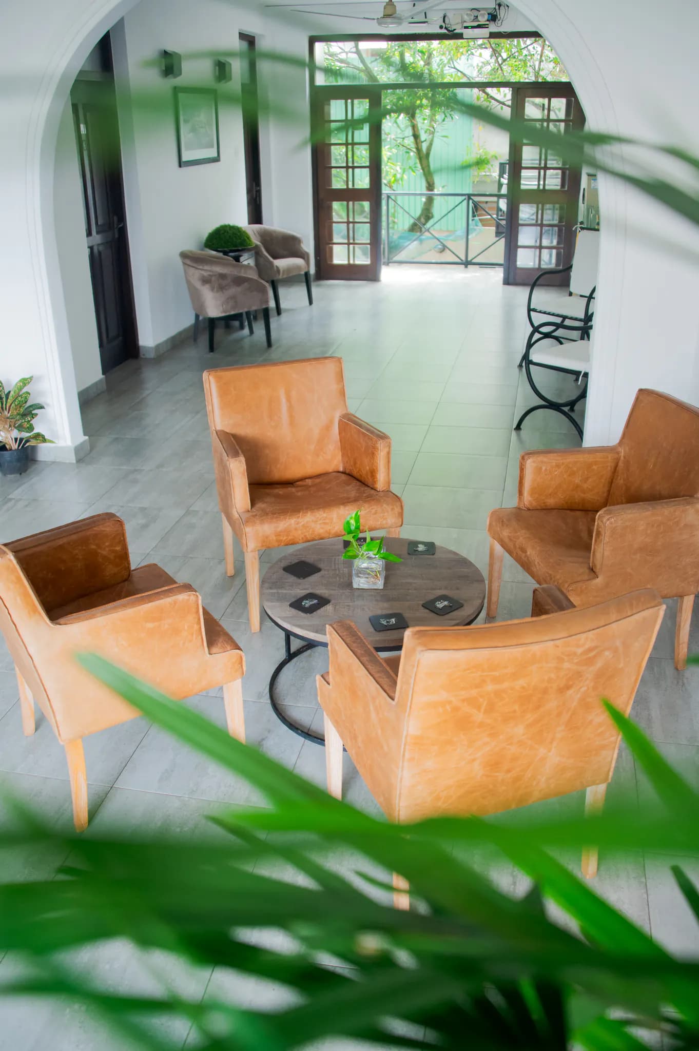 Leather armchairs in the lounge